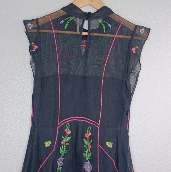 Free People Black Floral Mini Dress - Picture 6 of 16